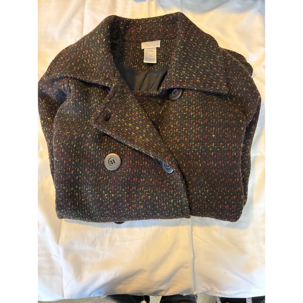 Spiegel Wool Blend Tweed Coat Jacket Double Breasted ‎ Size 10